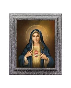 10 1/2" x 12 1/2" Grey Oak Finish Frame with an 8" x 10" Immaculate Heart of Mary Print