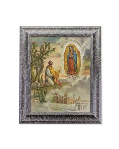 8" X 10"  Our Lady Of Guadalupe With Juan Diego Print in 10.5" X  12.5" Grey Oak Finish Frame 