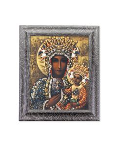 8"X10"  Our Lady of Czestochowa Print in 10.5" X 12.5" Grey Oak Finish Frame