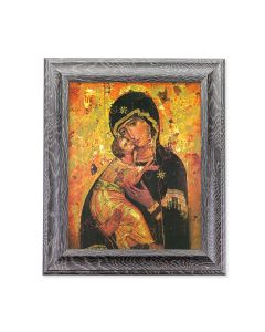 8"X10" Our Lady of Vladimir Print in 10.5" X 12.5" Grey Oak Finish Frame  