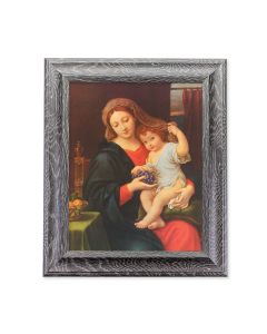 8"X10" Madonna of the Grapes Print in 10.5" X 12.5" Grey Oak Finish Frame  