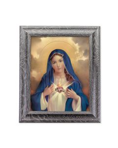 8"X10" Immaculate Heart of Mary Print in 10.5" X 12.5" Grey Oak Finish Frame 