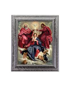 8" X 10"  Crowning of Mary Print in an 10.5" X 12.5" Grey Oak Finish Frame   
