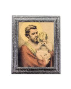 8" X 10"  St Joseph with Crying Jesus Print in an 10.5" X 12.5" Grey Oak Finish Frame 