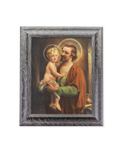8" X 10" St. Joseph with Jesus Print in an 10.5" X 12.5" Grey Oak Finish Frame