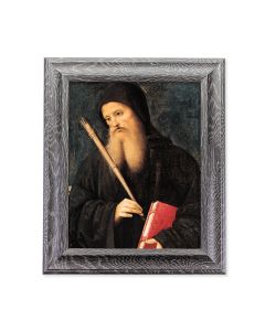 10 1/2" x 12 1/2" Grey Oak Finish Frame with an 8" x 10" Saint Benedict Print