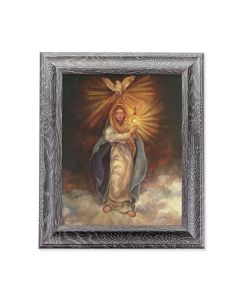 10 1/2" x 12 1/2" Grey Oak Finish Frame with an 8" x 10" Mary with Monstrance Print