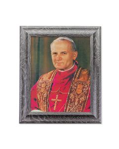 10 1/2" x 12 1/2" Grey Oak Finish Frame with an 8" x 10" Pope John Paul II Print