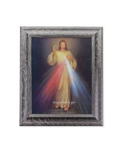 10 1/2" x 12 1/2" Grey Oak Finish Frame with an 8" x 10" Divine Mercy Print