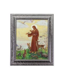 10 1/2" x 12 1/2" Grey Oak Finish Frame with an 8" x 10" Saint Francis Print
