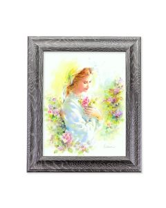 10 1/2" x 12 1/2" Grey Oak Finish Frame with an 8" x 10" Blanc: Mystical Rose Print