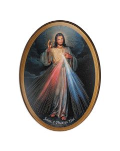 Divine Mercy Oval Wood Plaque
