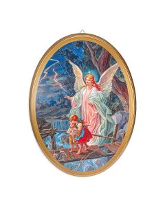 Guardian Angel Oval Wood Plaque
