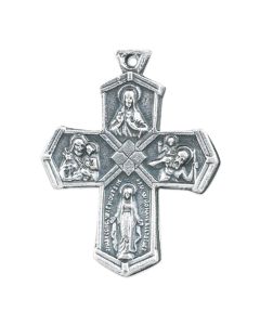 1 1/8" Four Way Cruciform Medal in Antique Silver Finish