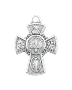 1" Four Way Cruciform Medal in Antique Silver Finish