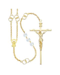 10mm Gold Plated Glass Aurora Wedding Lasso Rosary Set