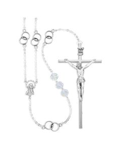10mm Fine Faceted Aurora Crystal Beads Silver Wedding Lasso Rosary Set