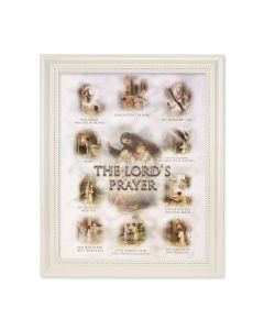 9 1/2" x 11 1/2" White Pearlescent Frame with an 8" x 10" The Lord's Prayer Print