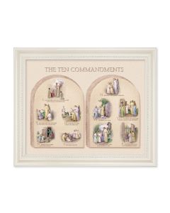 9 1/2" x 11 1/2" White Pearlescent Frame with an 8" x 10" Ten Commandments Print