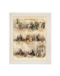 9 1/2" x 11 1/2" White Pearlescent Frame with an 8" x 10" Hail Mary Print