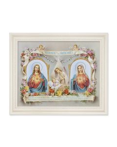 9 1/2" x 11 1/2" White Pearlescent Frame with an 8" x 10" Spanish Baby Room Blessing Print