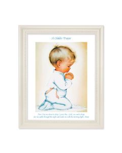 9 1/2" x 11 1/2" White Pearlescent Frame with an 8" x 10" Praying Boy Print