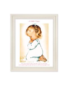 9 1/2" x 11 1/2" White Pearlescent Frame with an 8" x 10" Praying Girl Print