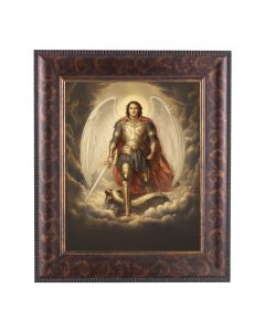 8" x 10" Archangel St. Michael in Armor Print with a 11 1/4" x 13 1/4" Art Deco Frame  