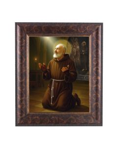 8" x 10" Saint Pio at Prayer Print with a 11 1/4" x 13 1/4" Art Deco Frame