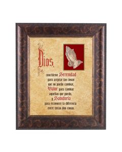 8" x 10" Serenity (Spanish) with Praying Hands Print with an 10 1/4" x 12 1/4" Art Deco Frame 