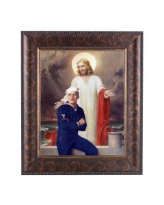 11 1/4" x 13 1/4" Art Deco Frame with an 8" x 10" Jesus with Sailor Print