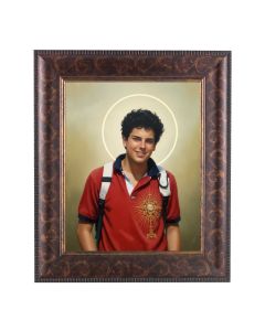 8" x 10" Saint Carlo Acutis Print with a 10 1/4" x 12 1/4" Art Deco Frame 