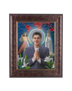 8" x 10" Saint Carlo Acutis Print with a 10 1/4" x 12 1/4" Art Deco Frame 