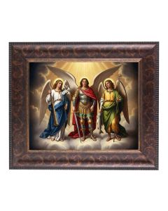 8" x 10" The Three Holy Archangels Print with a 11 1/4" x 13 1/4" Art Deco Frame