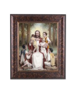 8" x 10" Chambers: Jesus with Children Print with a 11 1/4" x 13 1/4" Art Deco Frame  