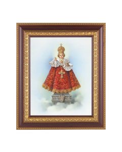 11 1/2" x 13 1/2" Cherry Frame with Gold Trim with an 8" x 10" Infant of Prague Print