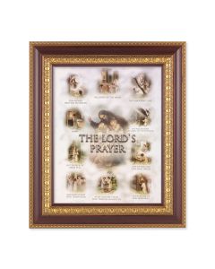 11 1/2" x 13 1/2" Cherry Frame with Gold Trim with an 8" x 10" The Lord's Prayer Print