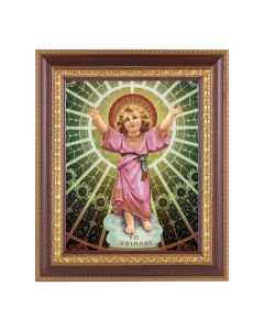 11 1/2" x 13 1/2" Cherry Frame with Gold Trim with an 8" x 10" Divino Nino Print
