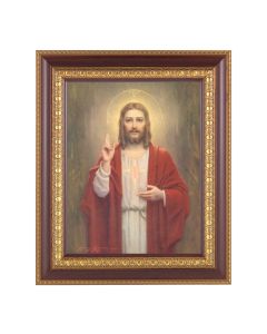 11 1/2" x 13 1/2" Cherry Frame with Gold Trim with an 8" x 10" Chambers: Sacred Heart of Jesus Print