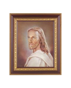 11 1/2" x 13 1/2" Cherry Frame with Gold Trim with an 8" x 10" Head of Christ Print