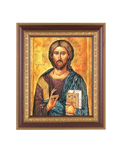 11 1/2" X 13 1/2" Cherry Frame with Gold Trim with an 8" x 10" Christ the All Knowing Print