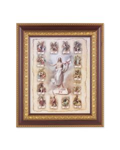 11 1/2" x 13 1/2" Cherry Frame with Gold Trim with an 8" x 10" Station of the Cross Print
