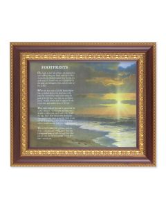 11 1/2" x 13 1/2" Cherry Frame with Gold Trim with an 8" x 10" Footprints Print