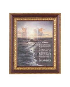11 1/2" x 13 1/2" Cherry Frame with Gold Trim with an 8" x 10" Footprints Print