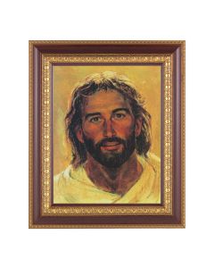 11 1/2" x 13 1/2" Cherry Frame with Gold Trim with an 8" x 10" Hook: Head of Christ Print