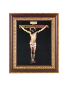 11 1/2" x 13 1/2" Cherry Frame with Gold Trim with an 8" x 10" Crucifixion Print