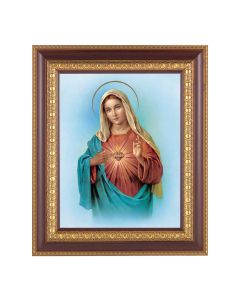 11 1/2" x 13 1/2" Cherry Frame with Gold Trim with an 8" x 10" Immaculate Heart of Mary Print