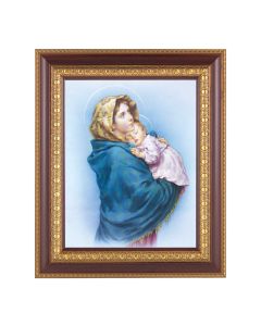 11 1/2" x 13 1/2" Cherry Frame with Gold Trim with an 8" x 10" Madonna of Streets Print