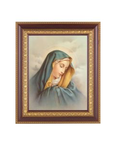 11 1/2" x 13 1/2" Cherry Frame with Gold Trim with an 8" x 10" Our Lady of Sorrows Print