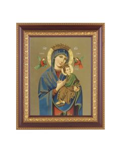 11 1/2" x 13 1/2" Cherry Frame with Gold Trim with an 8" x 10" Our Lady Perpetual Help Print